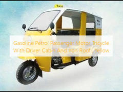 Essence Essence Tricycle à moteur pour passagers avec cabine de conducteur et toit en fer, Jaune